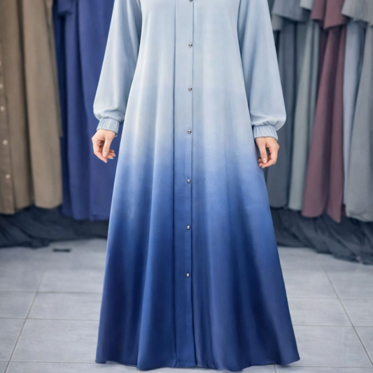 Tie and Die Abaya - Blue Shade