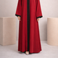 Plain Abaya - Black-Red