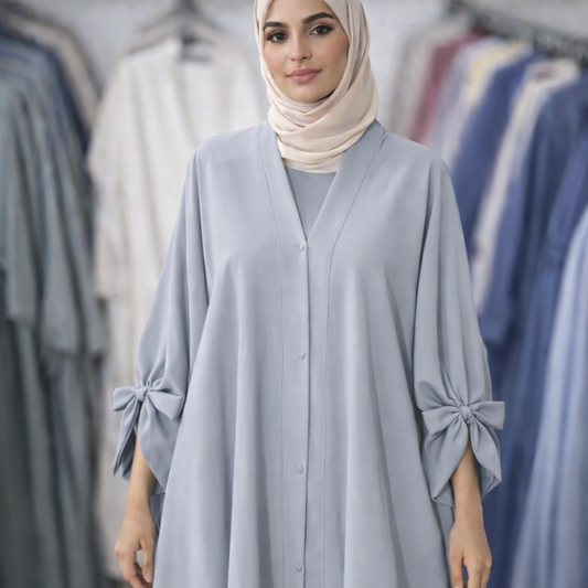 Tie Abaya - Dove Grey