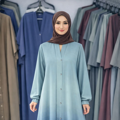 Tie and Die Abaya - Mint Green Shade