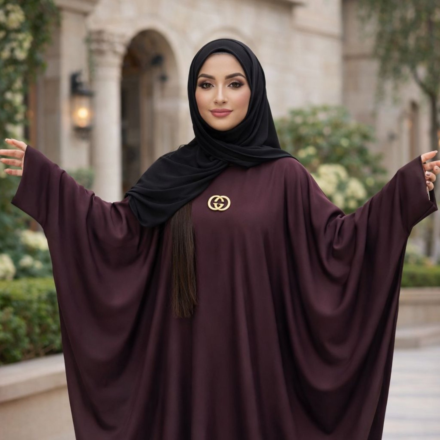 Butterfly Abaya - Deep Plum