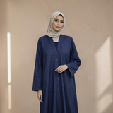 Print Abaya - Dark Blue