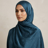 Silk Stone Hijab - Teel Blue