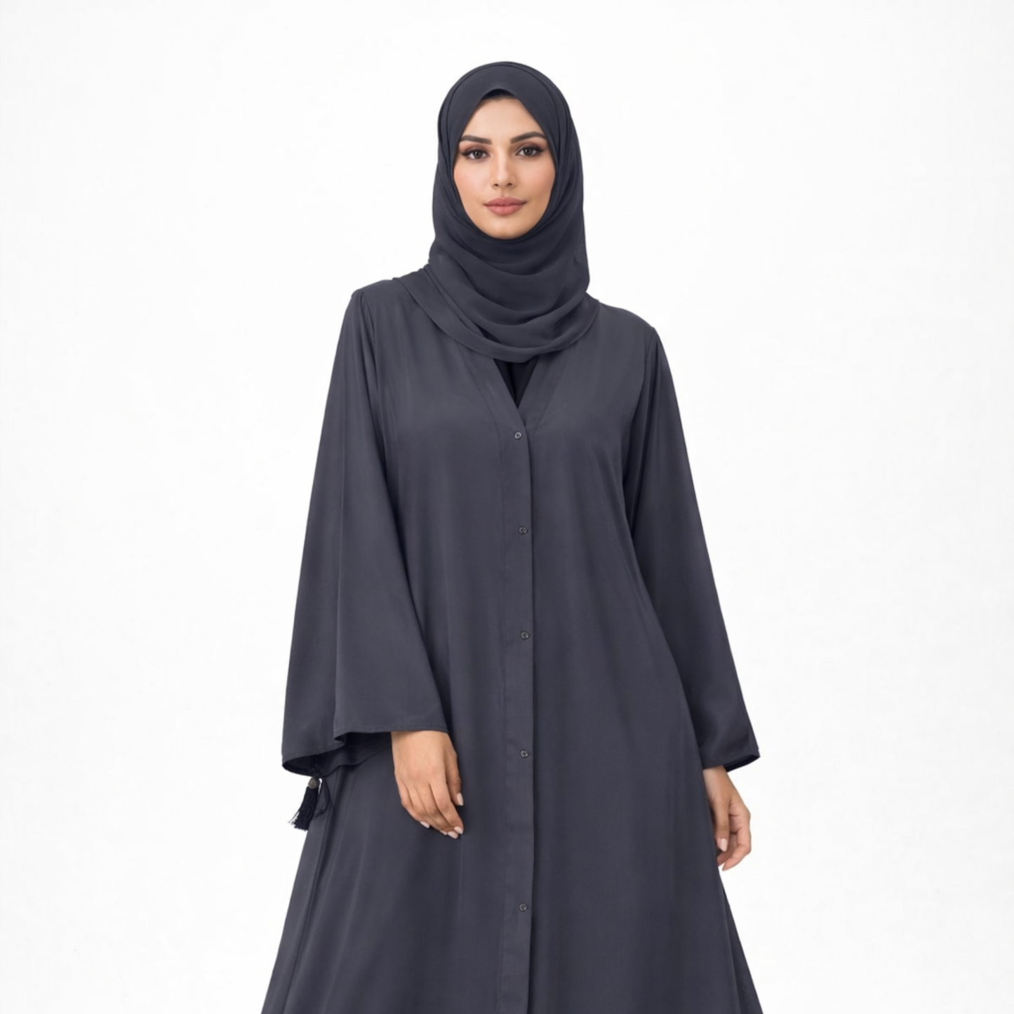 Big Flare Plain Abaya - Grey