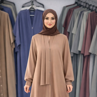 Tie and Die Abaya - Dusty Mauve