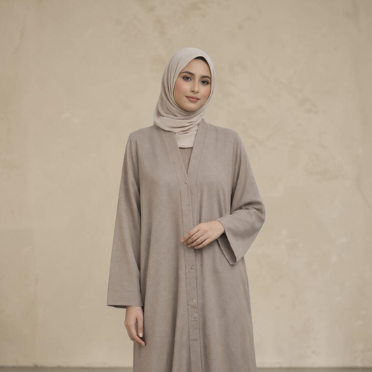 Print Abaya - Beige