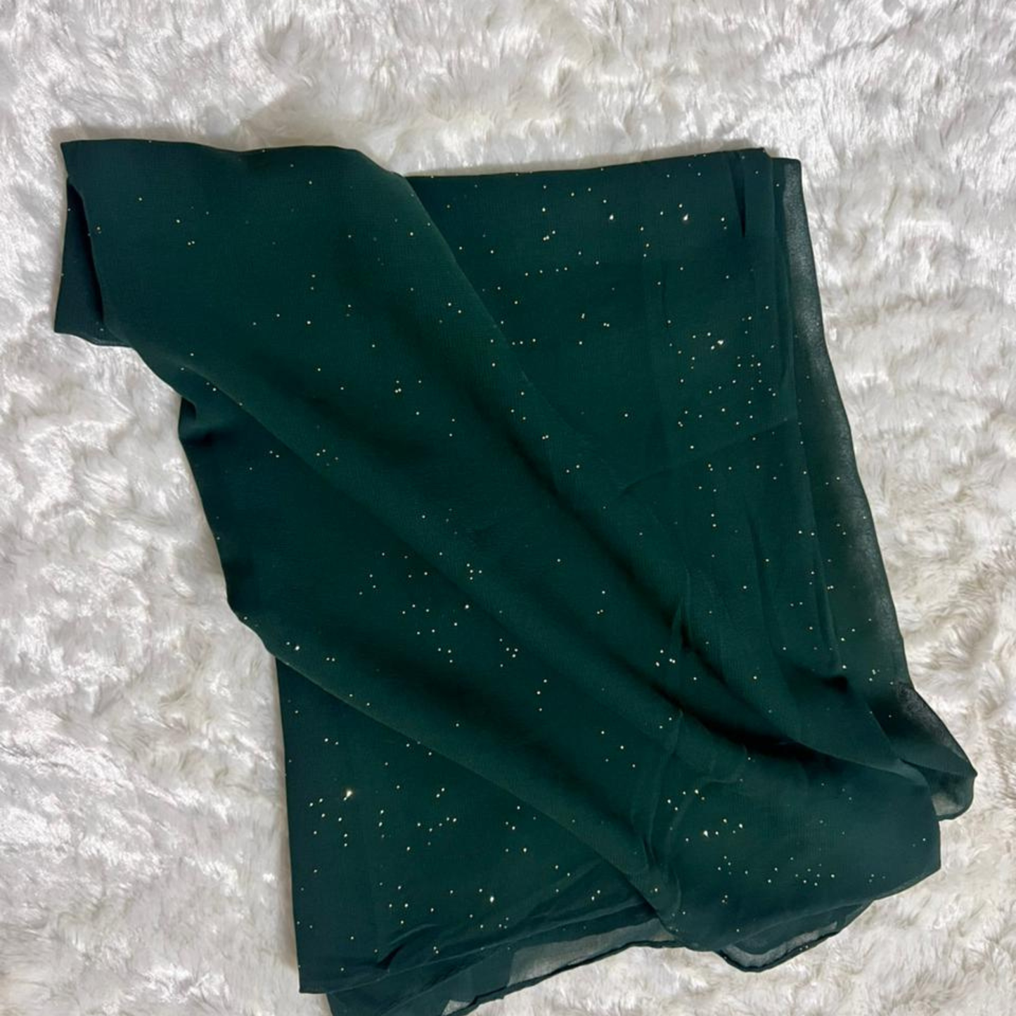 Glitter Chiffon Hijab – Forest Green