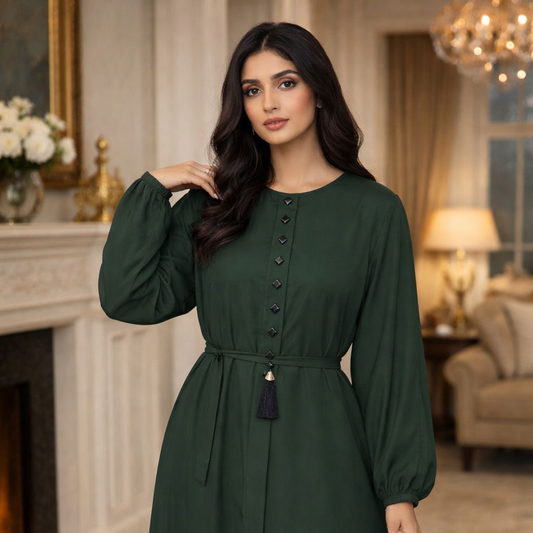 Belt Abaya - Dark Greenish