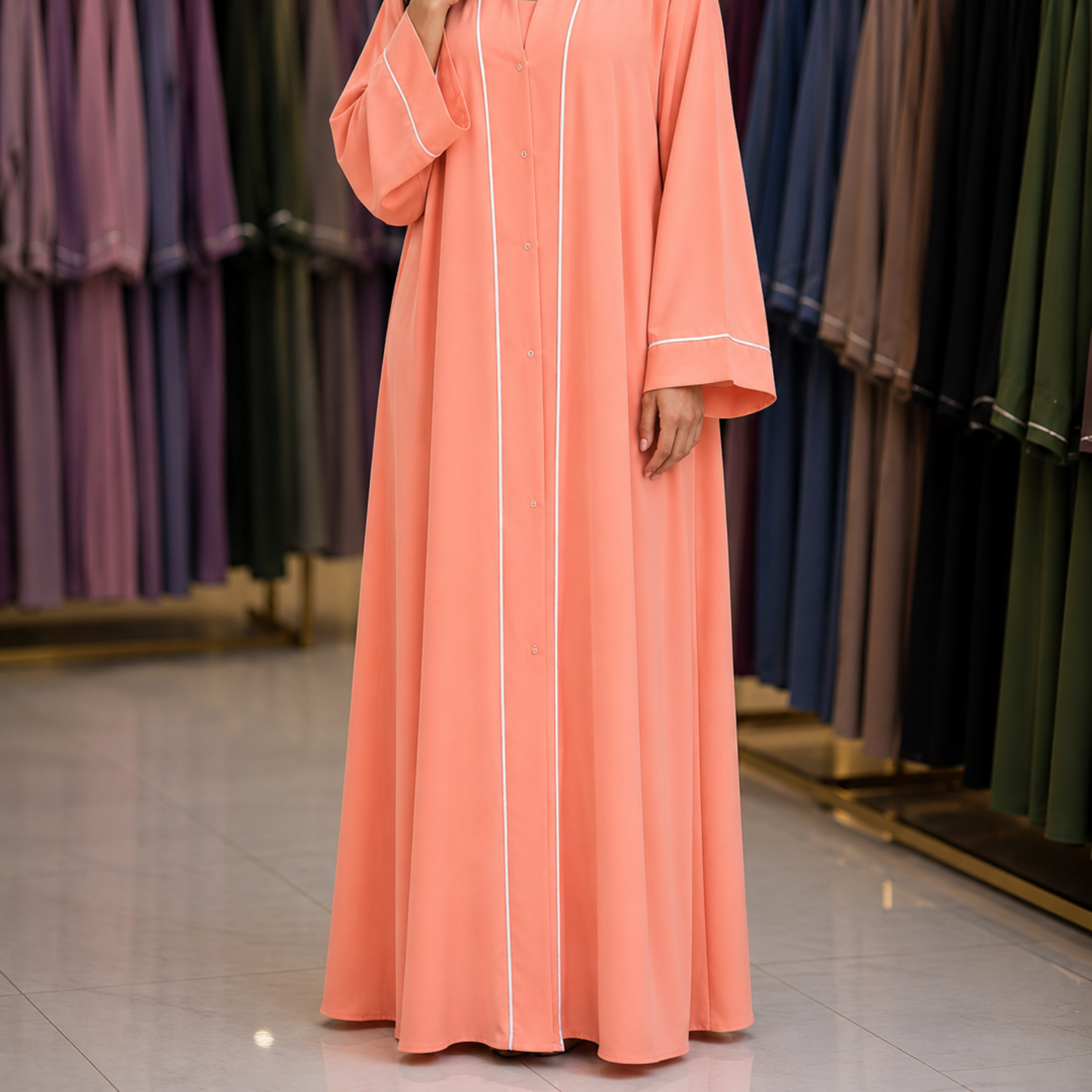 Pipin abaya - Coral Pink