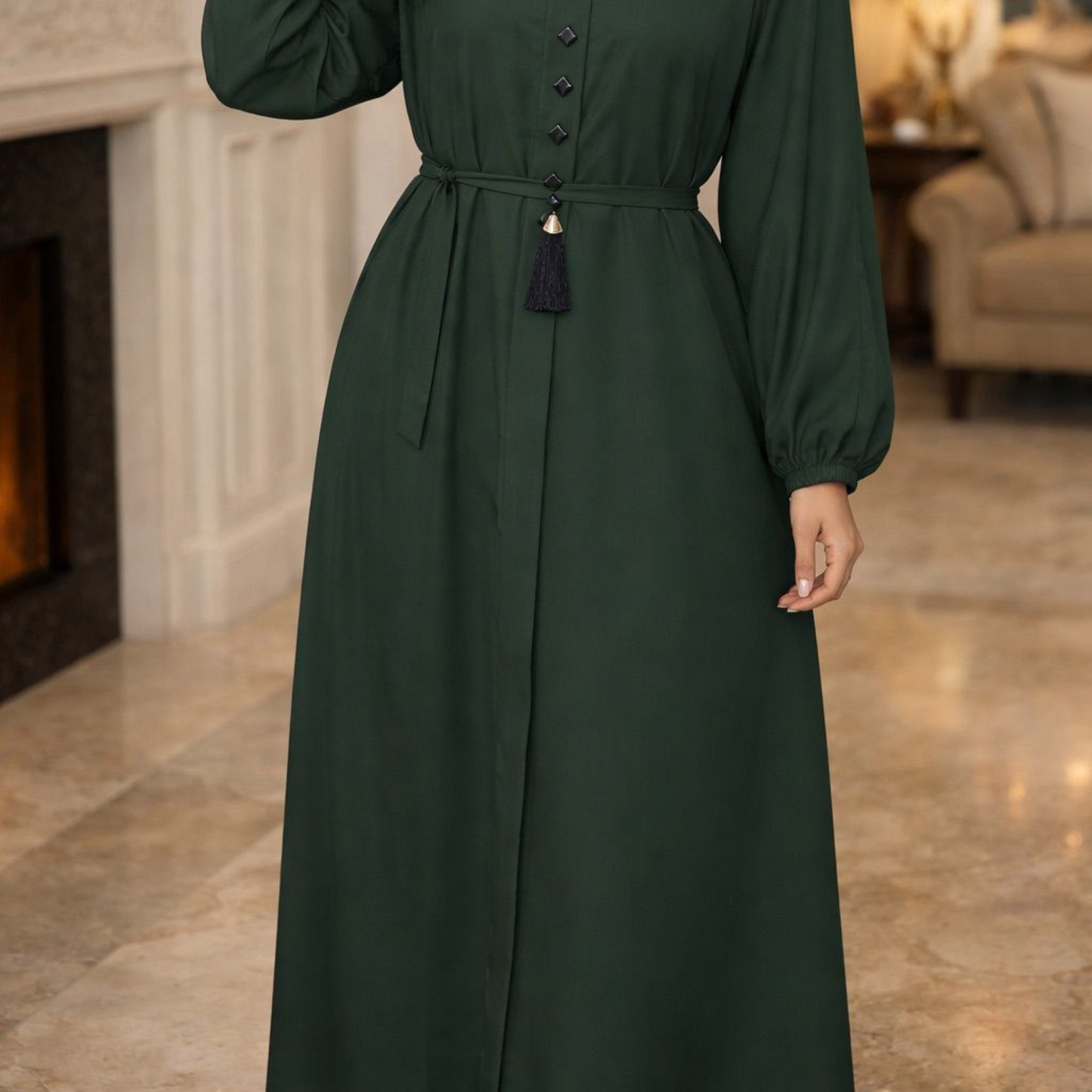 Belt Abaya - Dark Greenish