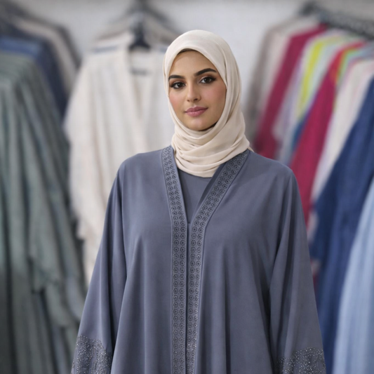 Fancy Abaya - Slate Blue