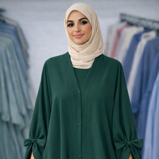 Tie Abaya - Peacock Green