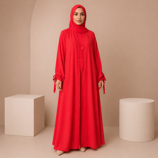 Tie Abaya - Watermelon Red
