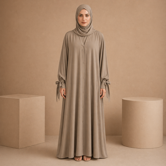 Tie Abaya - Gray Orange