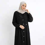 Denim Coat Abaya - Black