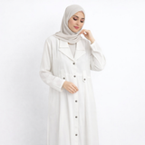 Denim Coat Abaya - White