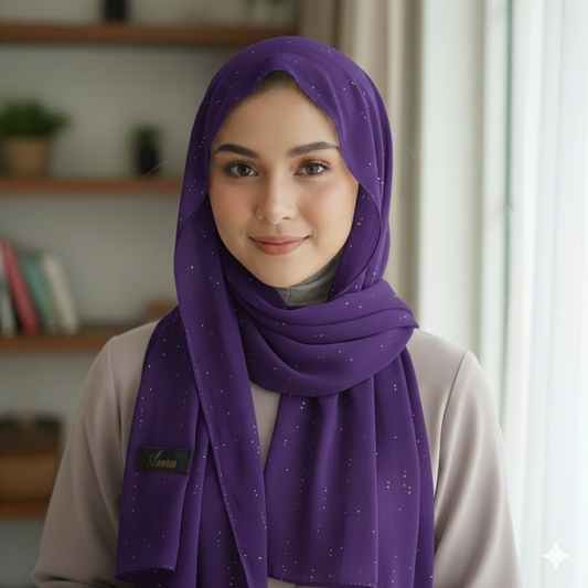 Glitter Chiffon Hijab – Deep Purple