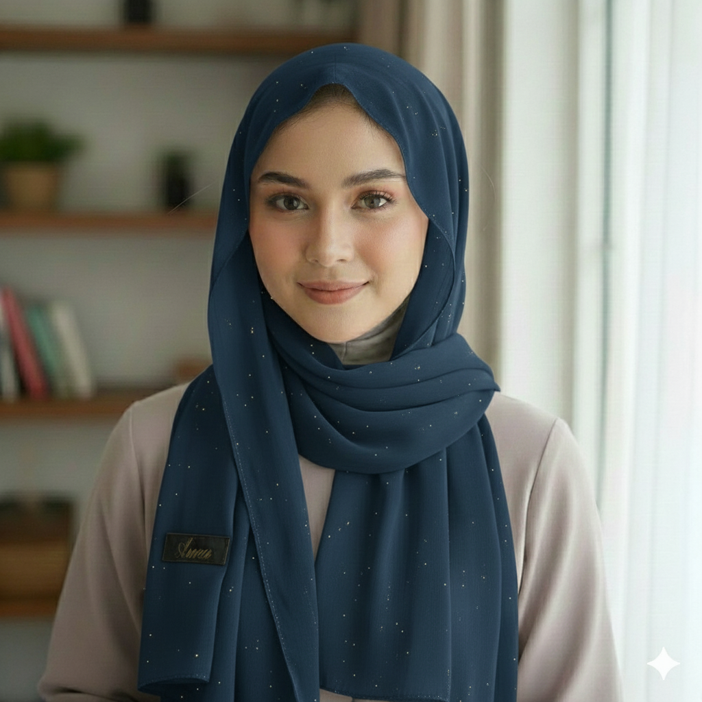 Glitter Chiffon Hijab – Teel Blue