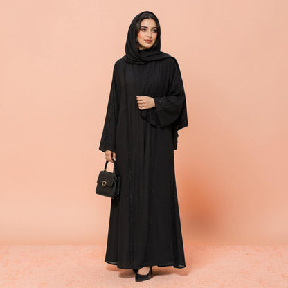 Open Front Abaya - Black