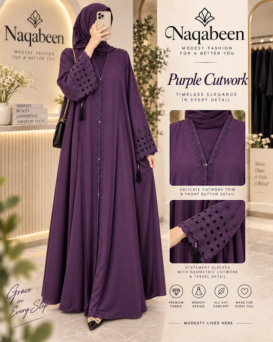 Lace Abaya - Purple