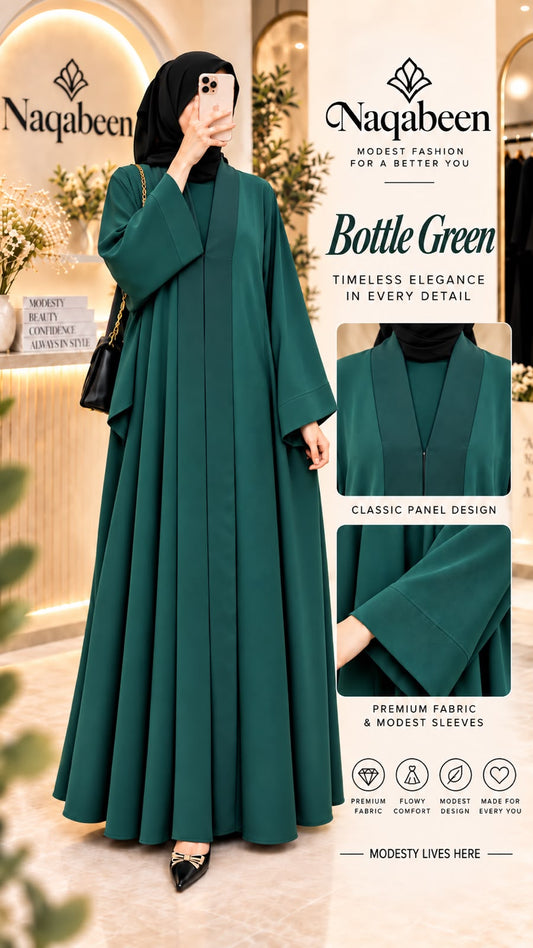 Pata Style Abaya - Bottle Green