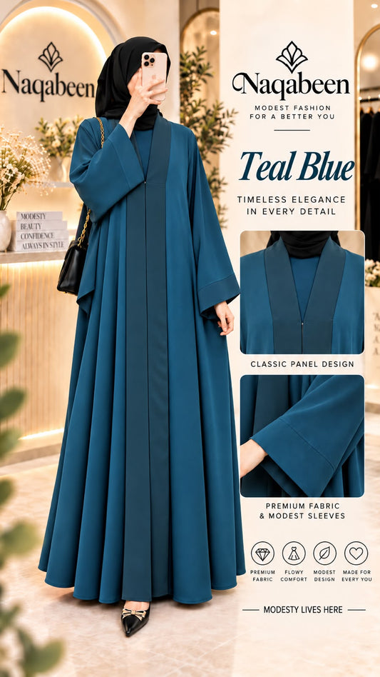 Pata Style Abaya - Teal Blue