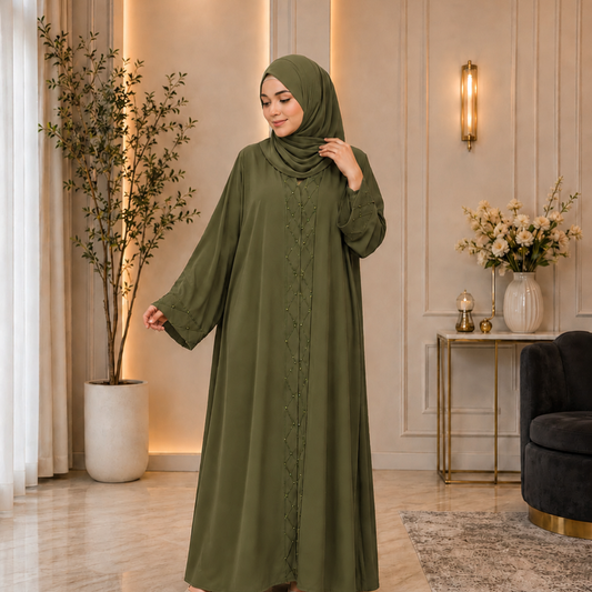 Pintex Abaya -  Pale Green