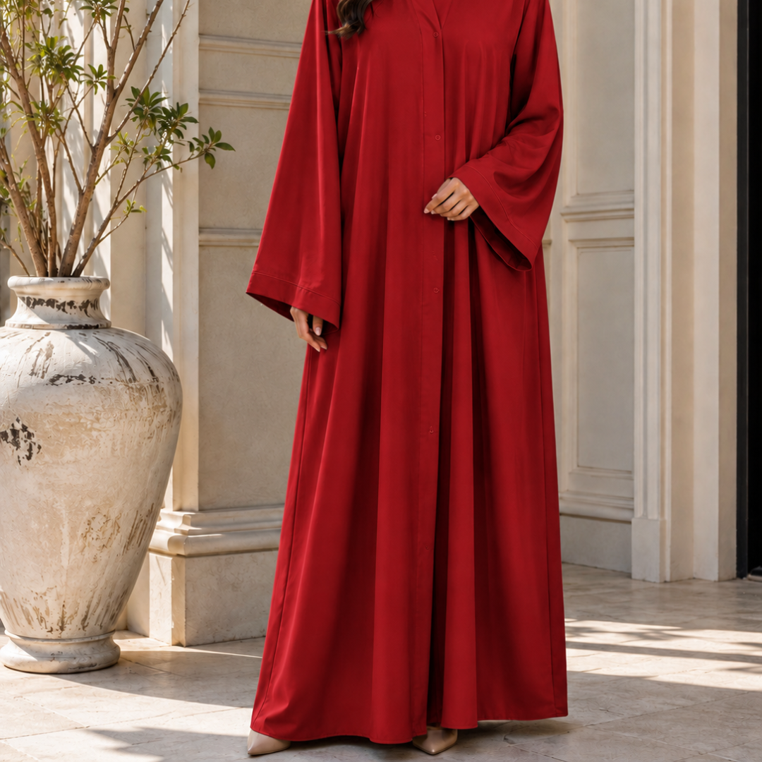 Plain Abaya - Ruby Red