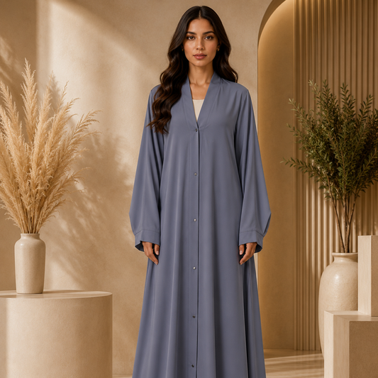Plain Abaya - Blue Gray