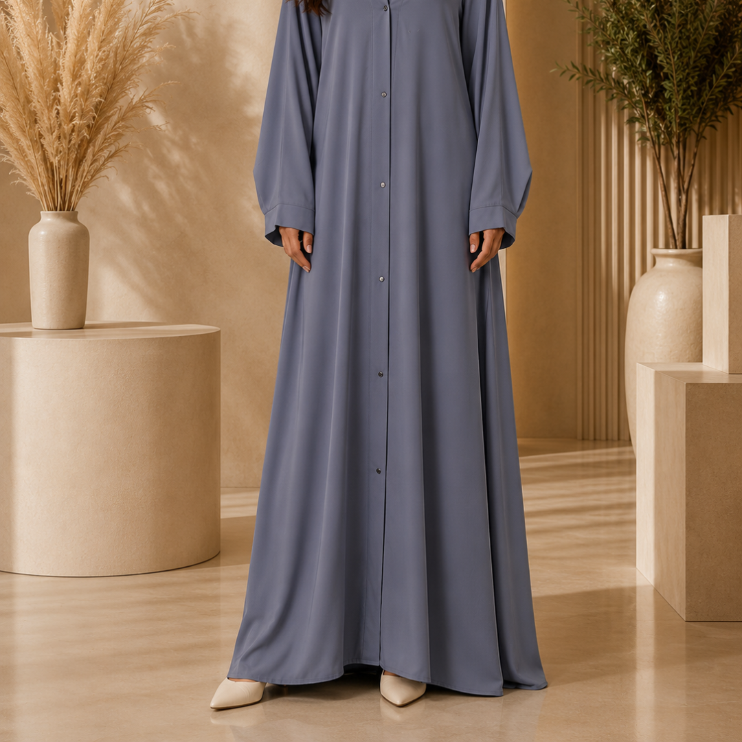 Plain Abaya - Blue Gray