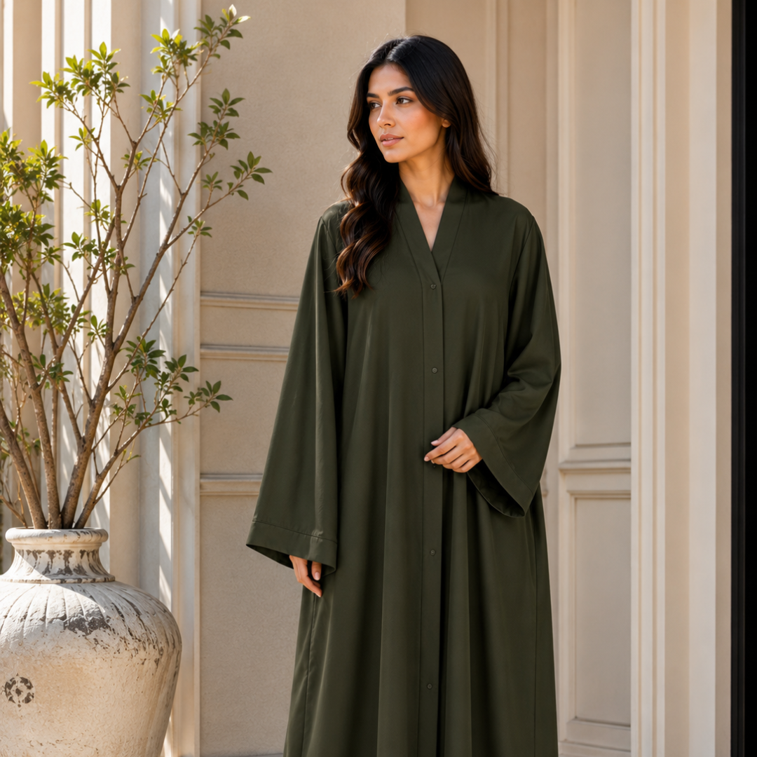 Plain Abaya - Dark Olive