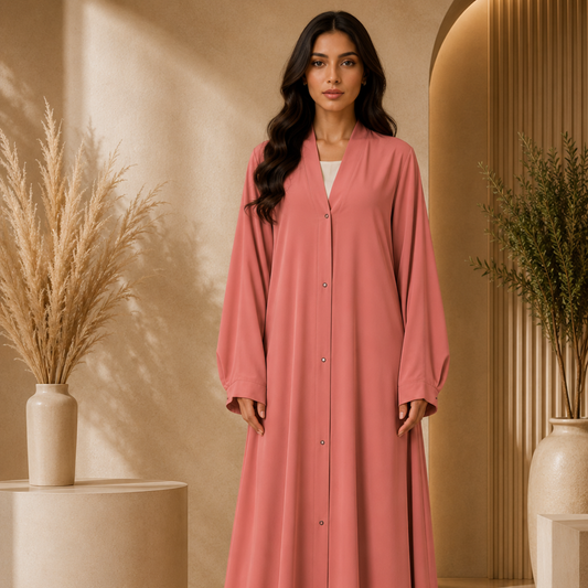 Plain Abaya - Coral Pink