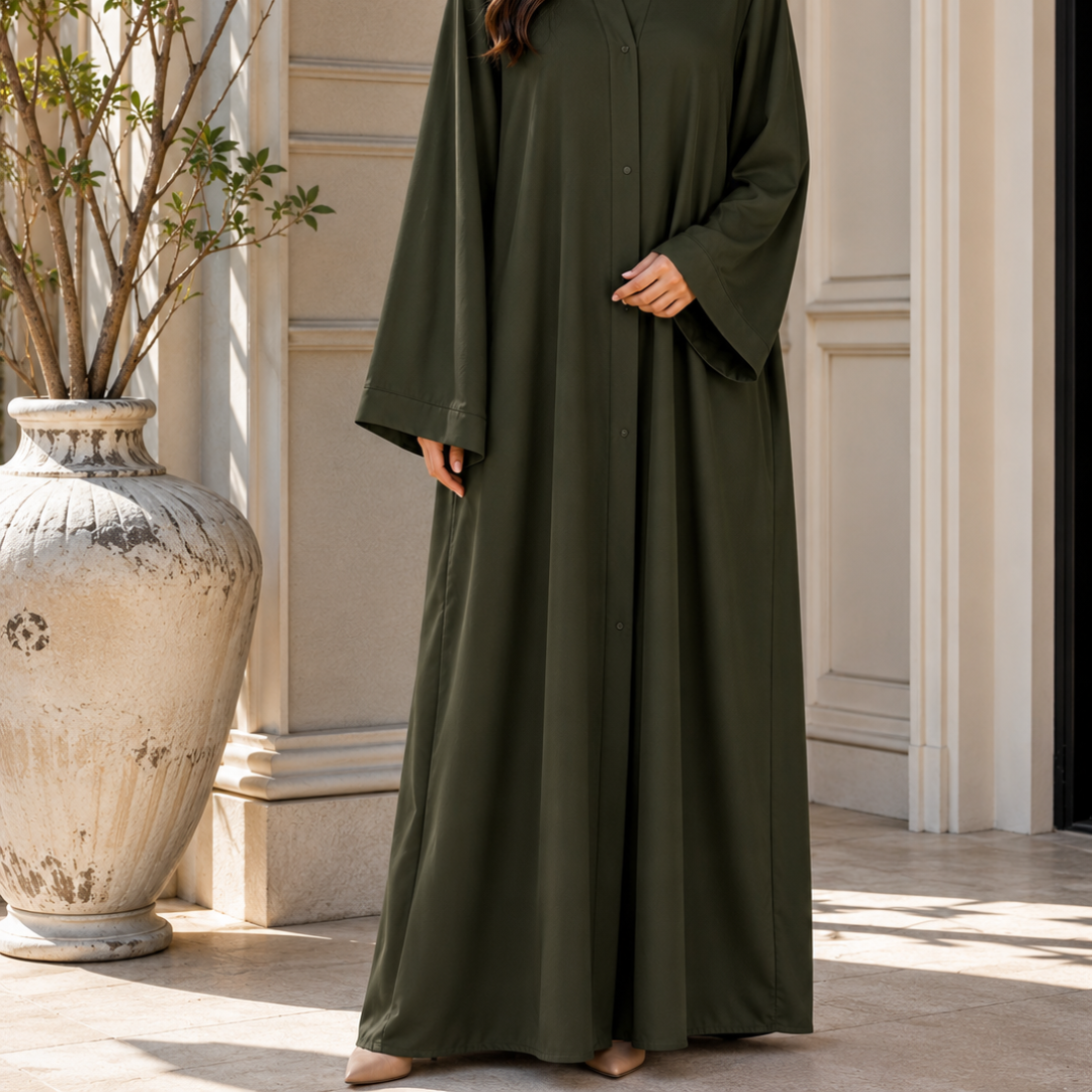 Plain Abaya - Dark Olive
