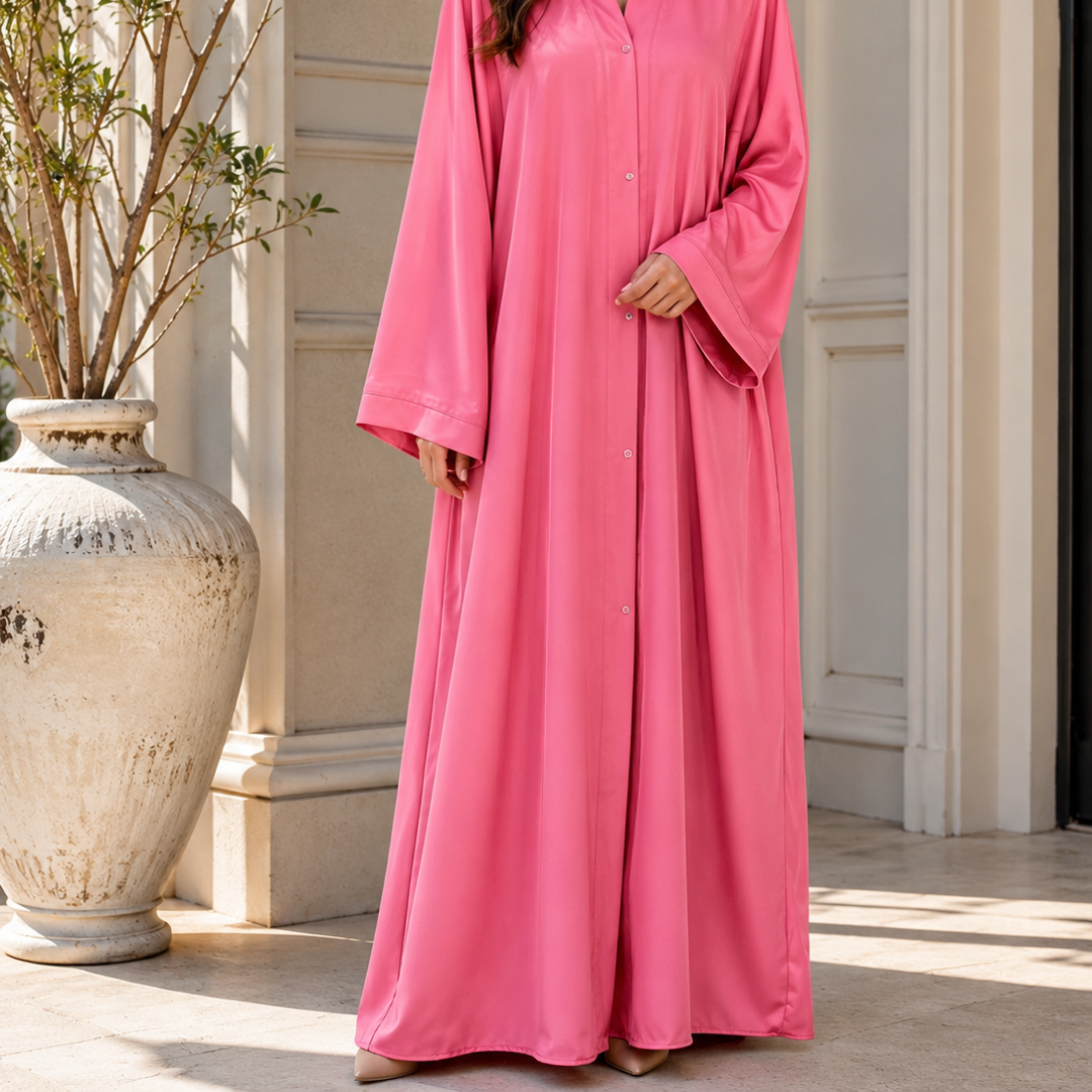 Plain Abaya - Bold Pink