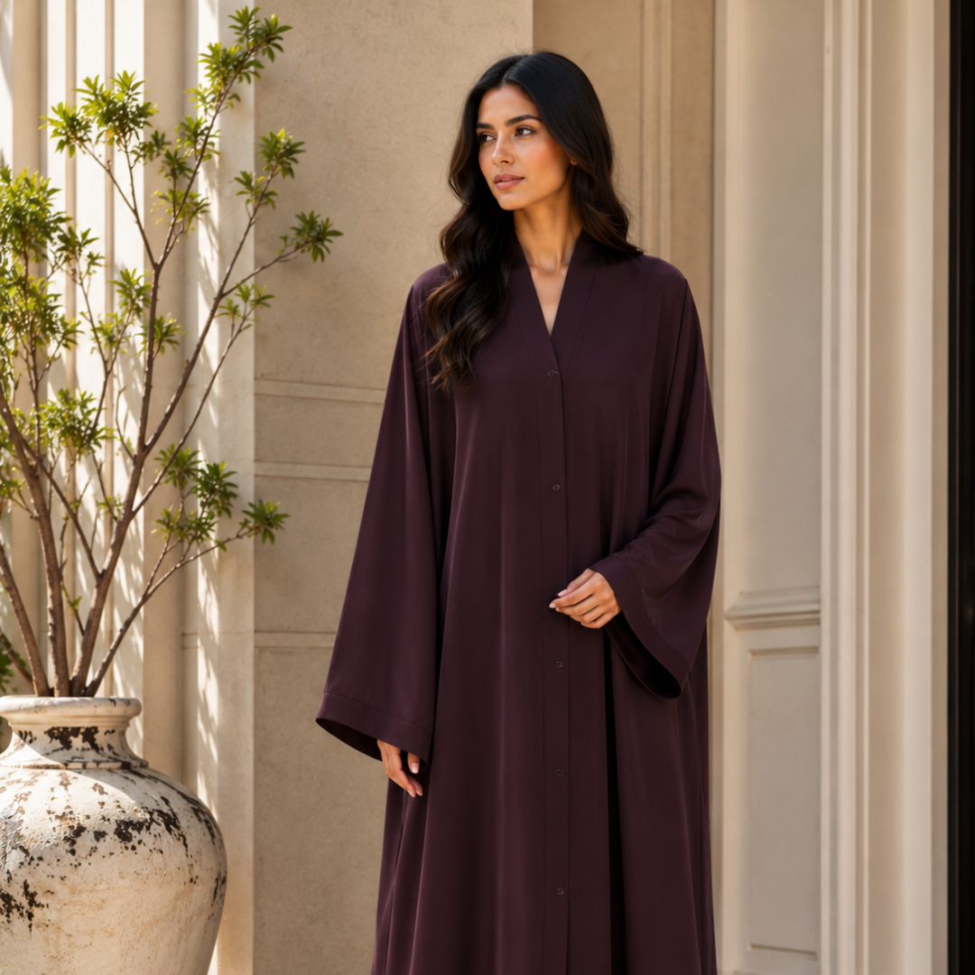Plain Abaya - Deep Burgundy