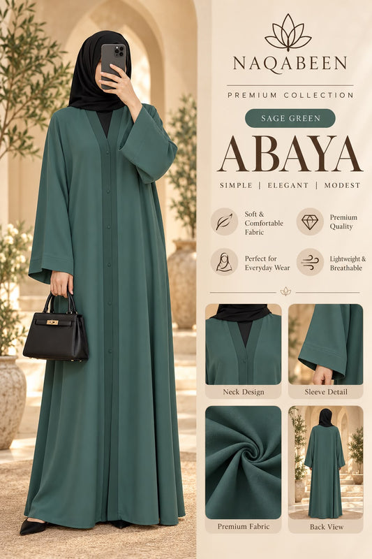 Plain Abaya - Green Abaya