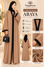 Plain Abaya - Beige & Black
