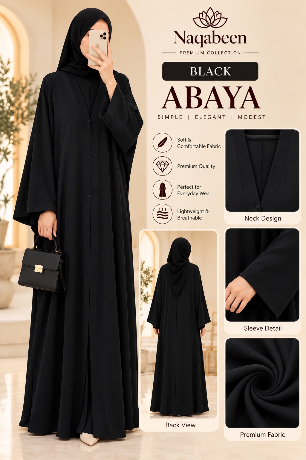 Plain Abaya - Black 