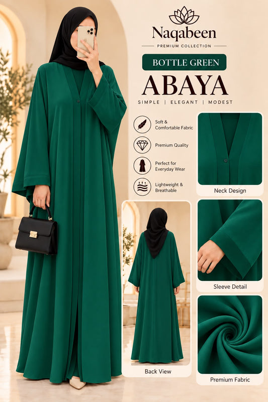 Plain Abaya - Bottle Green