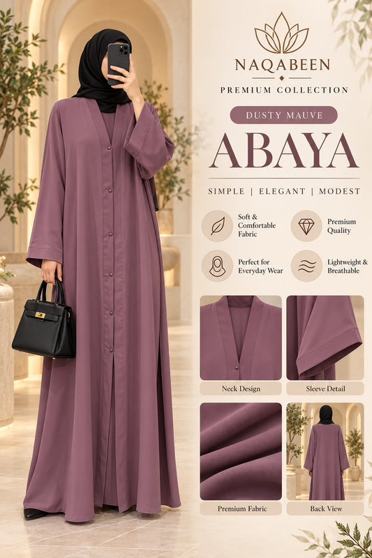 Plain Abaya - Dusty Mauve