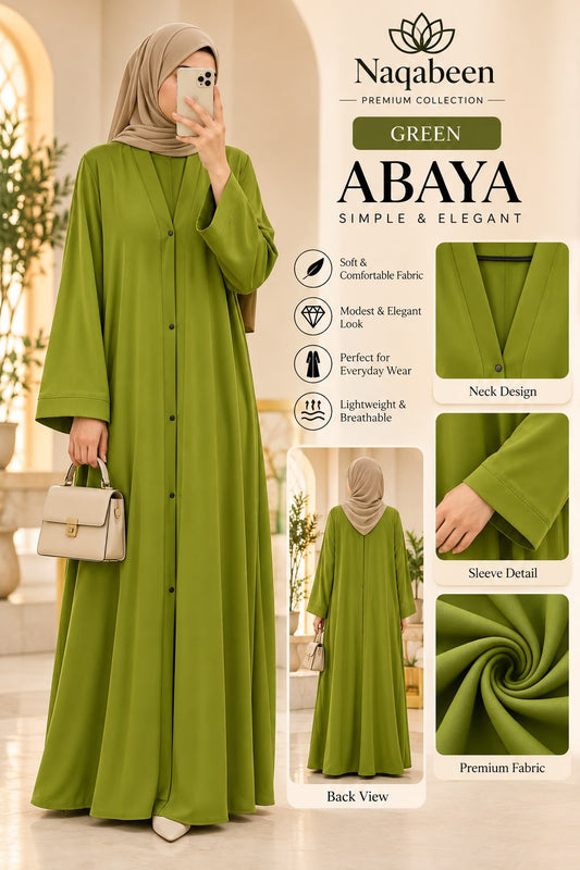 Plain Abaya - Green Abaya