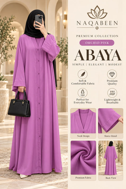 Plain Abaya - Orchid Pink