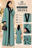 Plain Abaya - Sea Green & Black