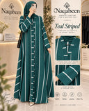 Stripped Abaya - Teal Green