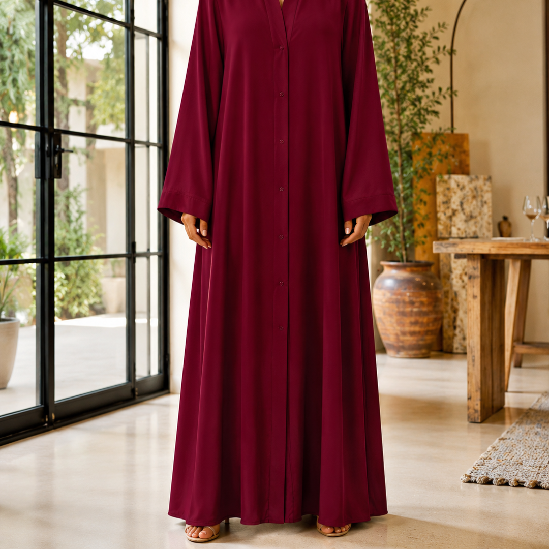 Plain Abaya - Crimson Red