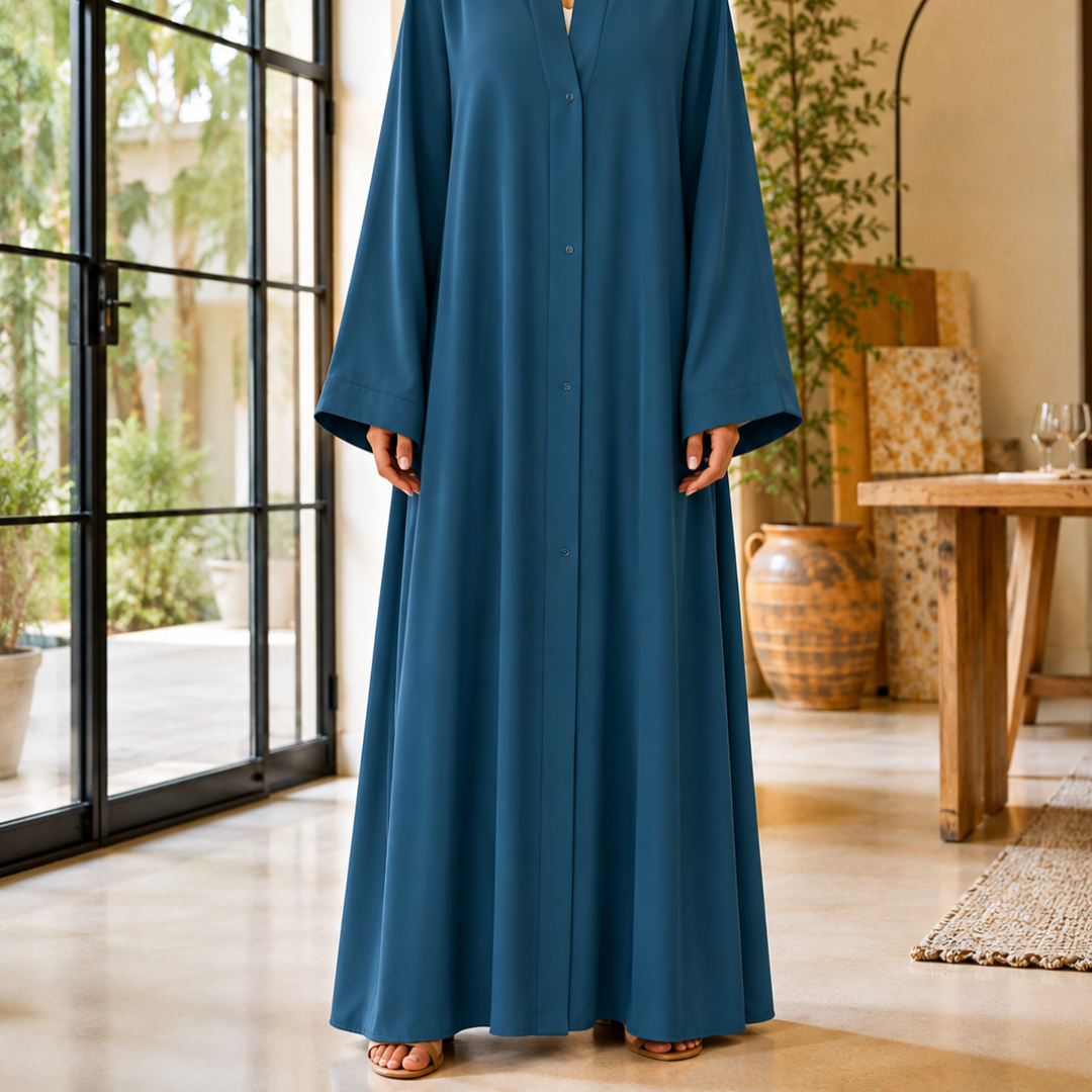 Plain Abaya - Teel Blue