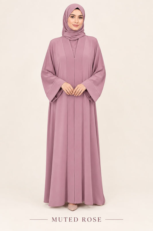 Turkish Style Abaya -  Muted Rose
